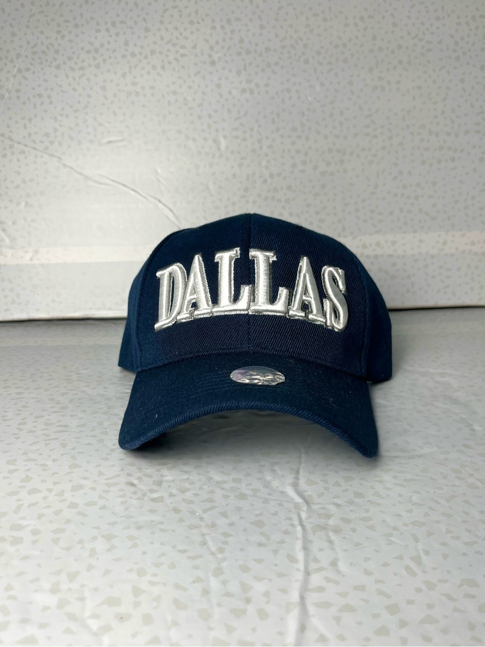 Dallas Spellout Navy Blue Embroidered Adjustable Hat